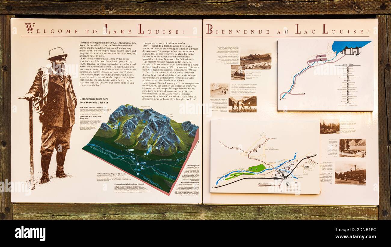 Map of banff alberta hi res stock - Interpretive Sign At Lake Louise Banff National Park Alberta Canada 2DNB1PC
