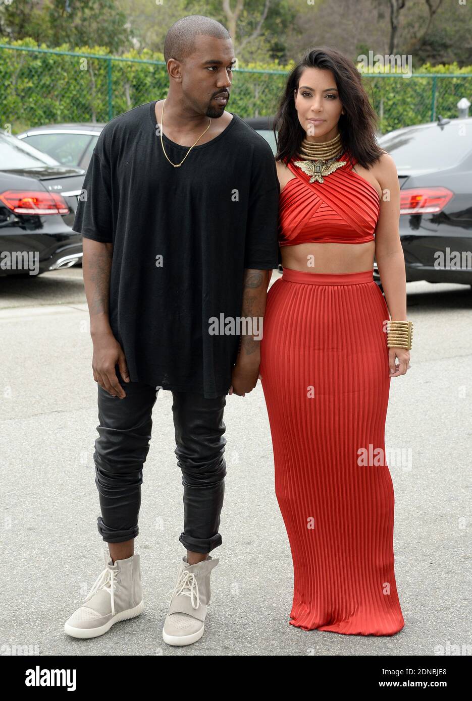 Kanye West and Kim Kardashian attend the RocNation Pre-Grammy Brunch in  Beverly Hills, Los Angeles, CA, USA on February 7 2015. Photo by Lionel  Hahn/ABACAPRESS.COM Stock Photo - Alamy