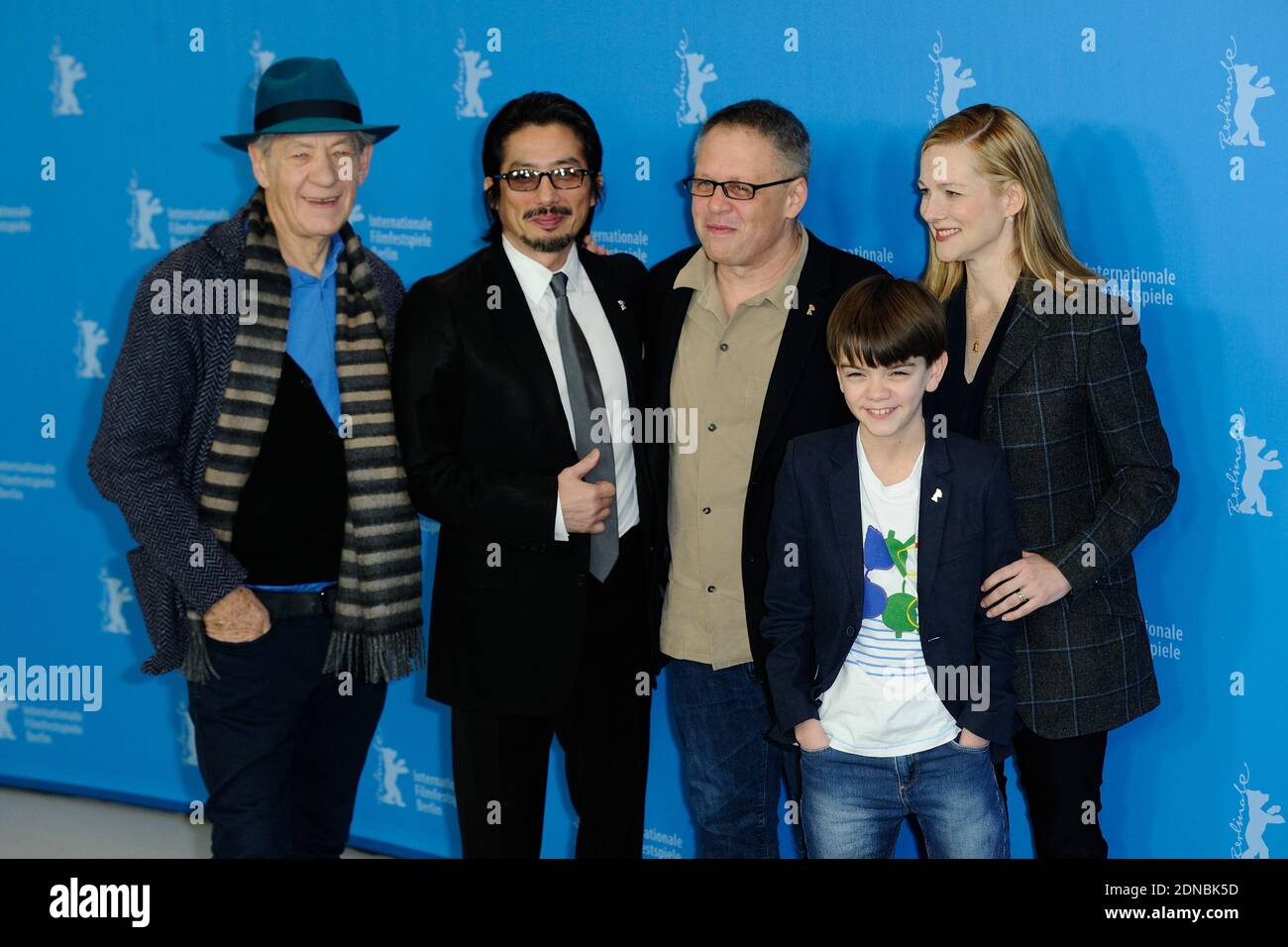 Milo Linney Ian McKellen, Bill Condon, Laura Linney and Milo Parker attending the ...