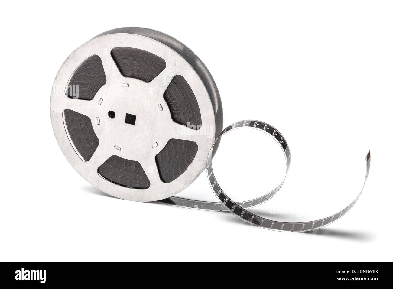 Film reel with filmstrip isolated on white background Stock Photo Alamy