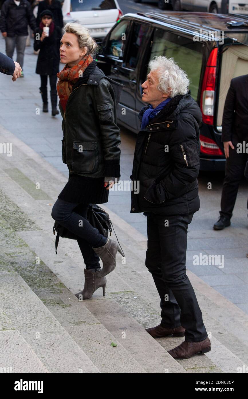 Jean-Luc Moreau and his wife Mathilde Penin attending the Corinne Le  Poulain funeral ceremony at