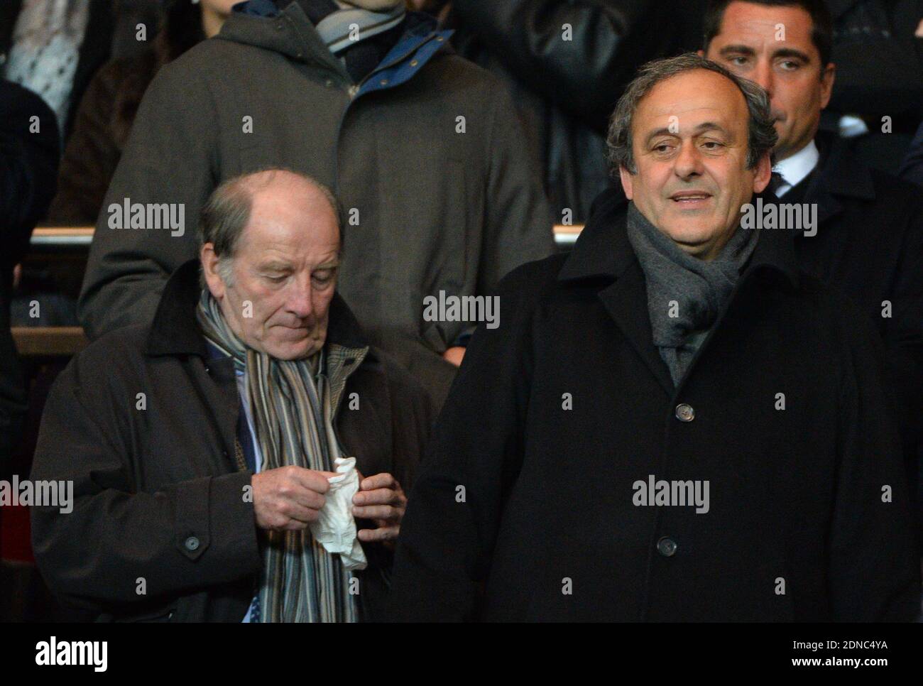 Michel Platini attending the UEFA champions League fourth round soccer ...