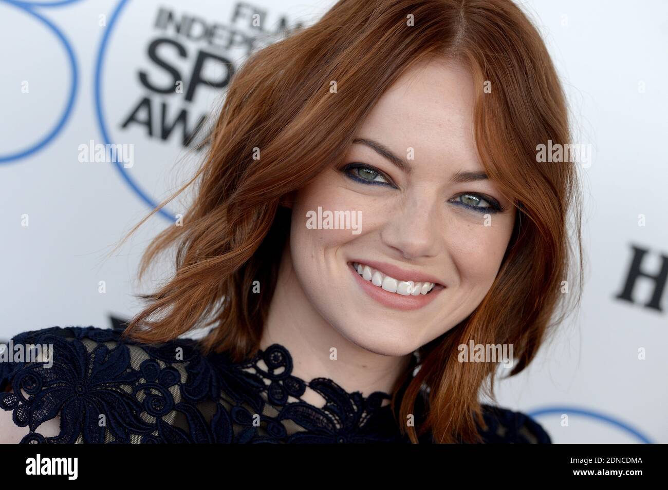 Emma Stone arriving for the 2015 Film Independent Spirit Awards held at ...