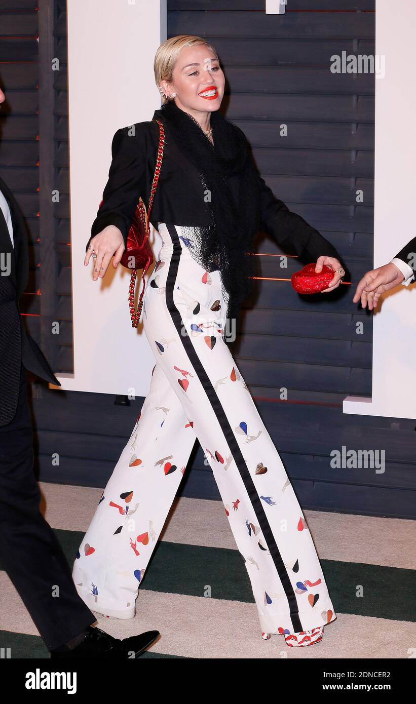 Miley Cyrus attends the 2015 Vanity Fair Oscar Party hosted by Graydon  Carter at Wallis Annenberg Center for the Performing Arts on February 22,  2015 in Beverly Hills, Los Angeles, CA, USA.