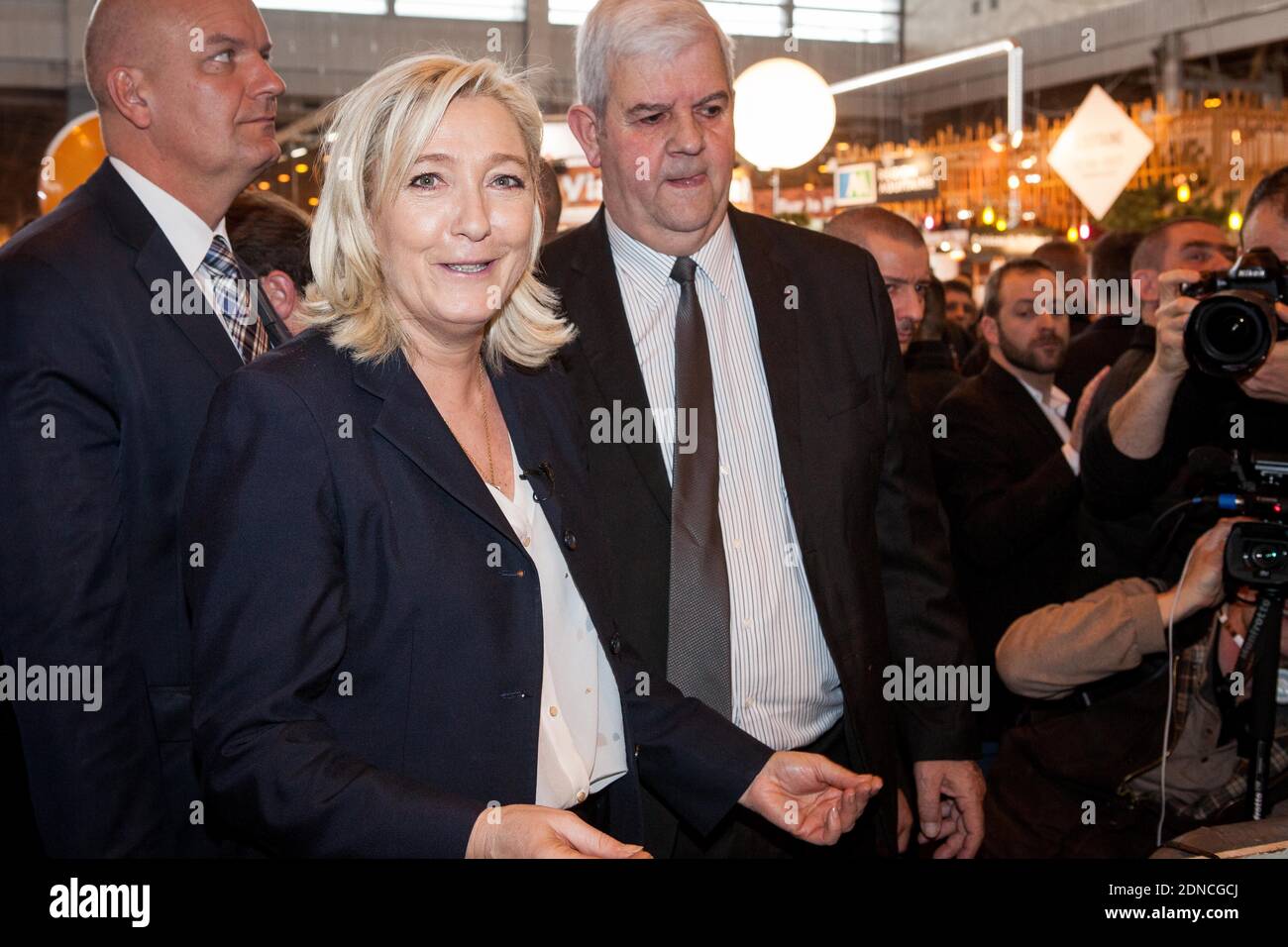 French far-right Front National party president Marine Le Pen meets with  exhibitors as she tours the 52nd annual Paris International Agricultural  Fair (Salon de l'Agriculture) held at Porte de Versailles exhibition centre