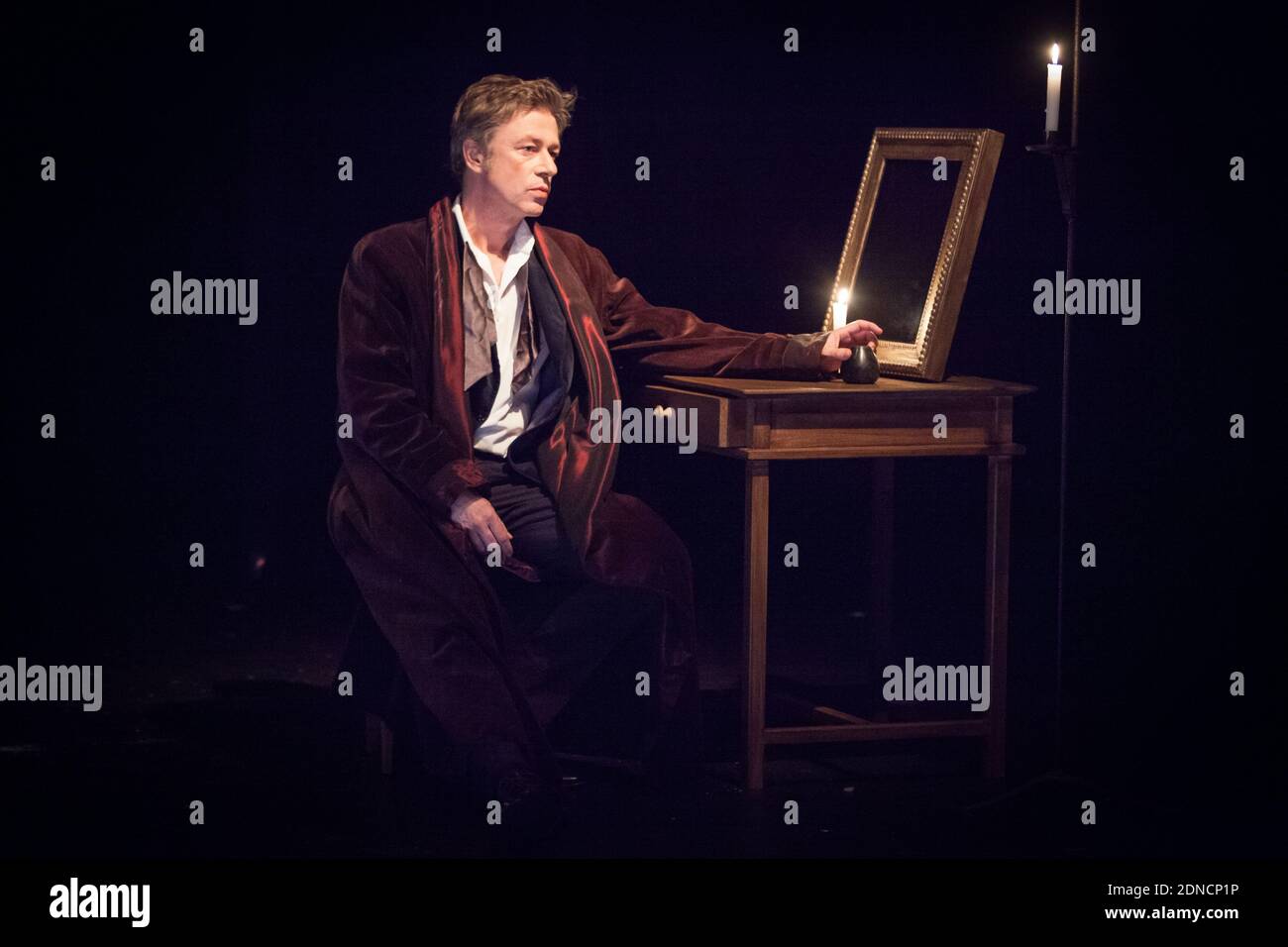 Jean-Baptiste Marcenac performing on stage Le Banquet d'Auteuil directed by  Regis De Martrin-Donos at the Theatre 14 in Paris, France on March 06,  2015. Photo by Audrey Poree/ABACAPRESS.COM Stock Photo - Alamy