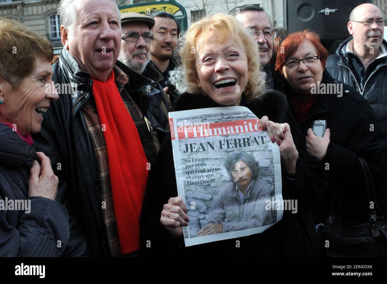 Isabelle Aubret celebrates the Place Jean Ferrat between Boulevard Ménilmontant and rue Oberkampf in the 11th and 20th district in Paris, France on March 13, 2015. Photo by Alain Apaydin/ABACAPRESS.COM Stock Photo