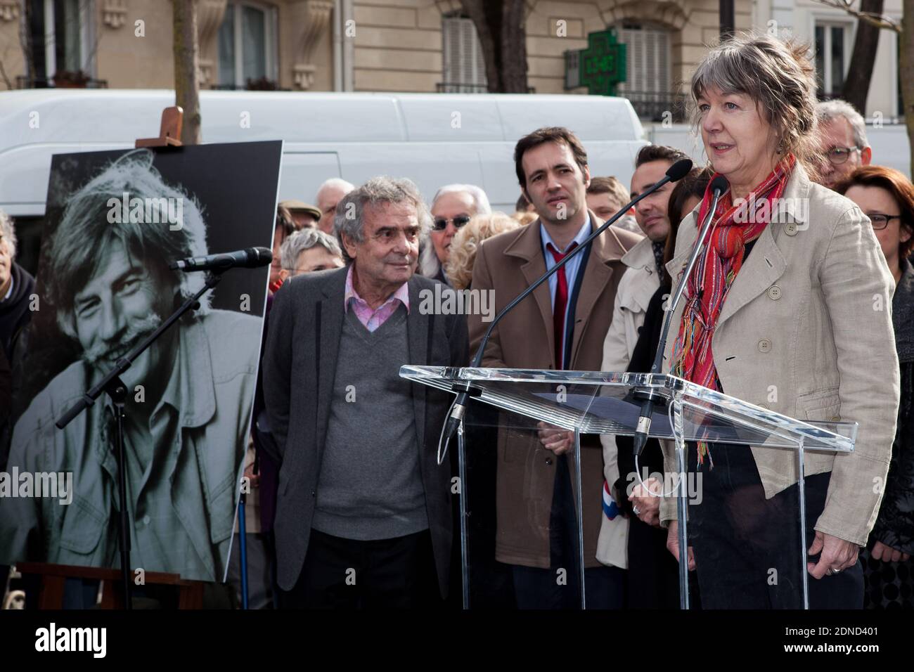 Veronique Estel Celebrating the Place Jean Ferrat between Boulevard Ménilmontant and rue Oberkampf in the 11th and 20th district in Paris, France on March 13, 2015. Photo by Audrey Poree/ ABACAPRESS.COM Stock Photo
