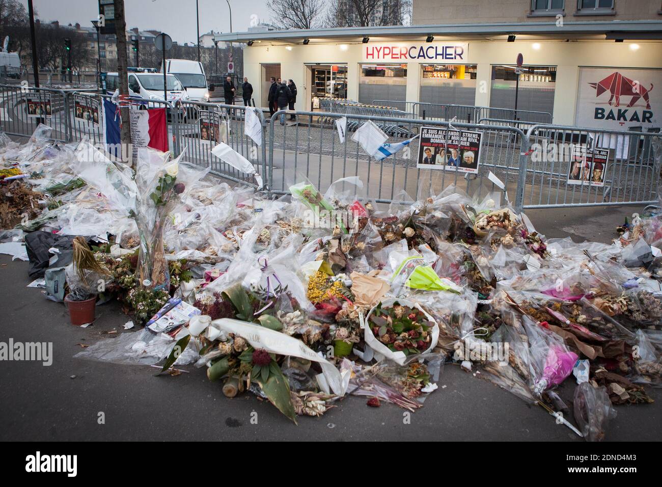 View of the opening of The supermarket Hyper Cacher 2 month after the  attack of terrorism wich 4 people was killed, held at Porte de Vincennes in  Paris, France, on March 15,