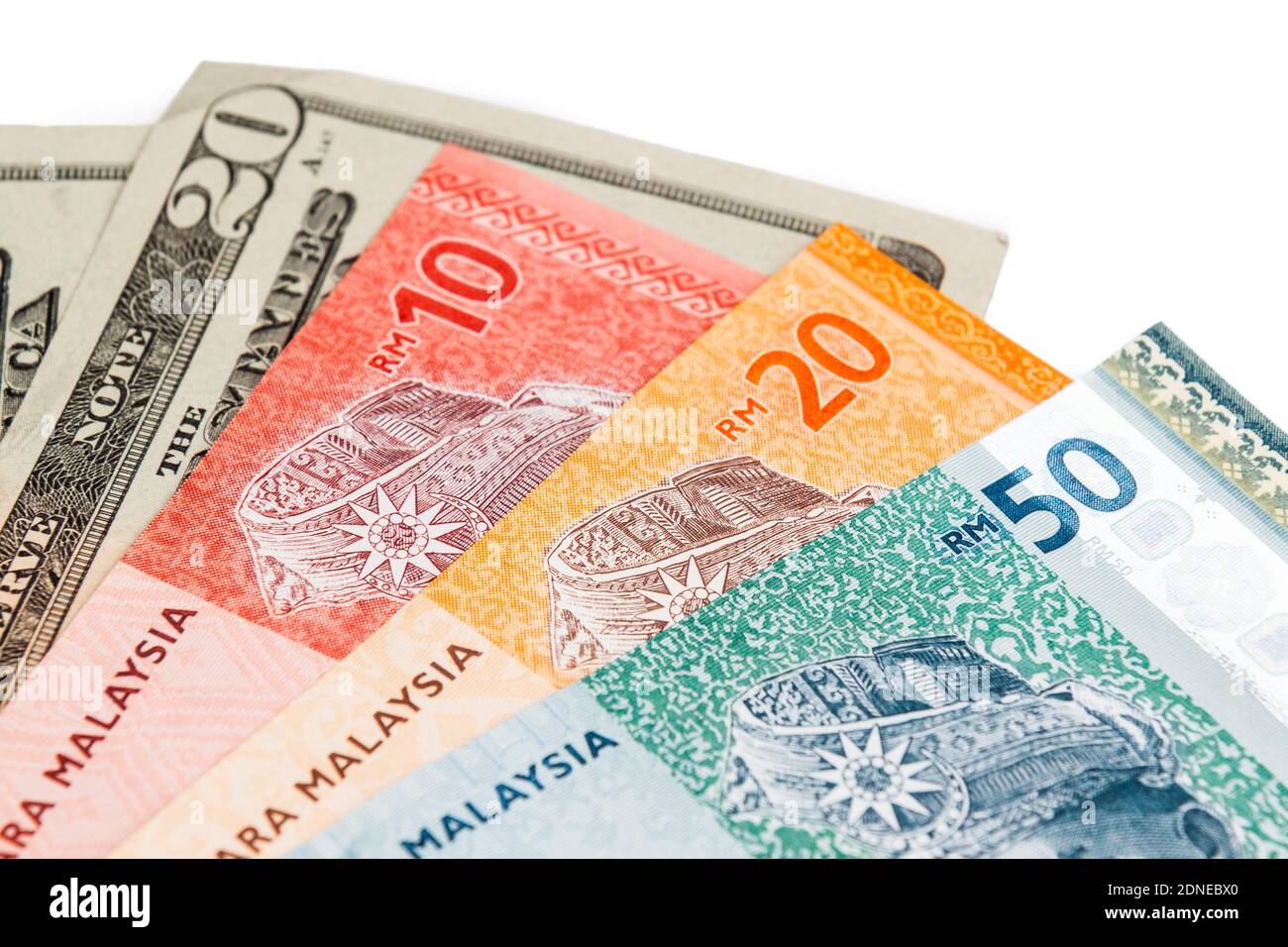 Closeup Of Malaysia Ringgit And American Us Dollar Stock Photo Alamy