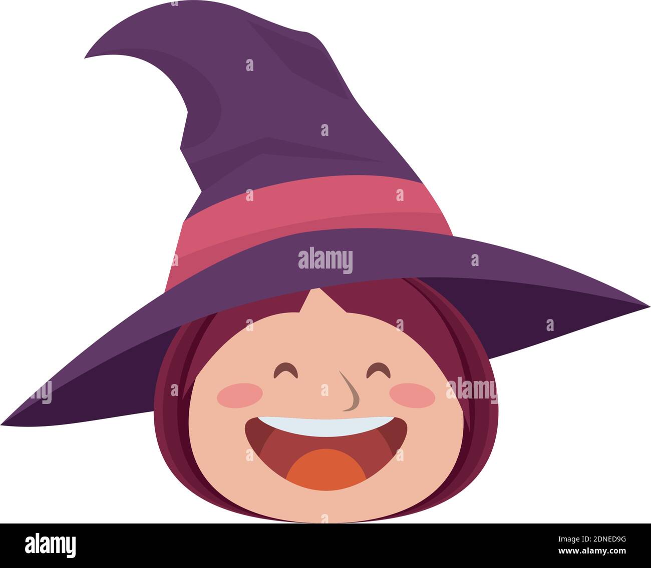 cute little girl dressed as a witch head vector illustration design ...