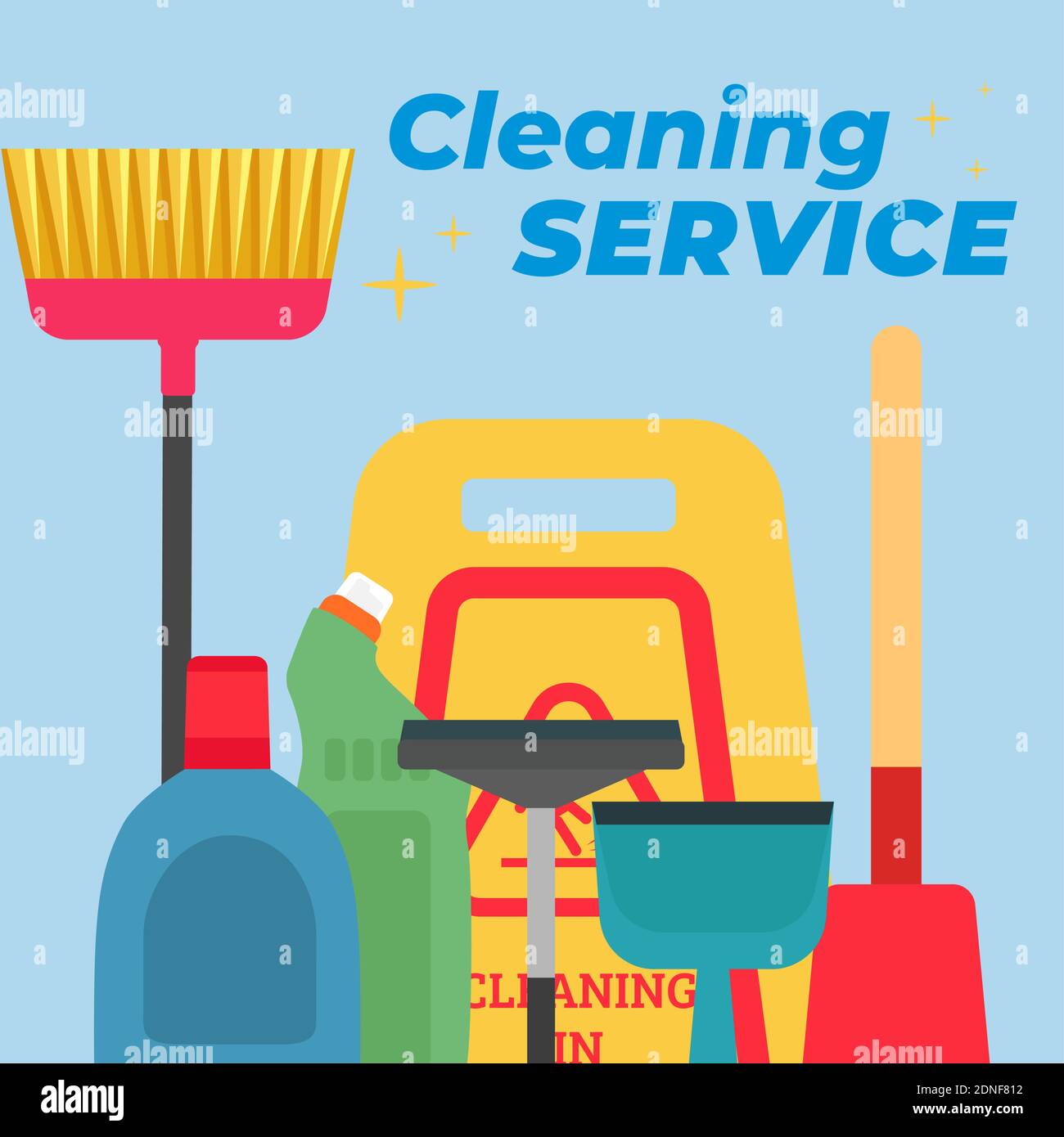 Products Cleaning service in blue blackboard Vector Stock Vector