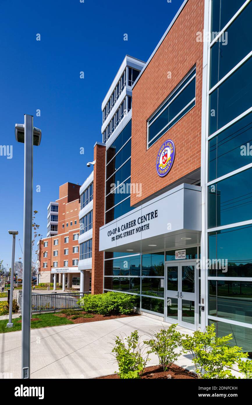 A wide view of the front of the Co-op and Career Centre, Wilfrid Laurier University Stock Photo