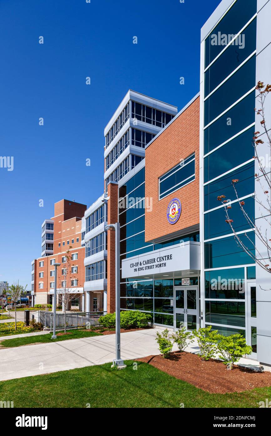 A wide view of the front of the Co-op and Career Centre, Wilfrid Laurier University Stock Photo