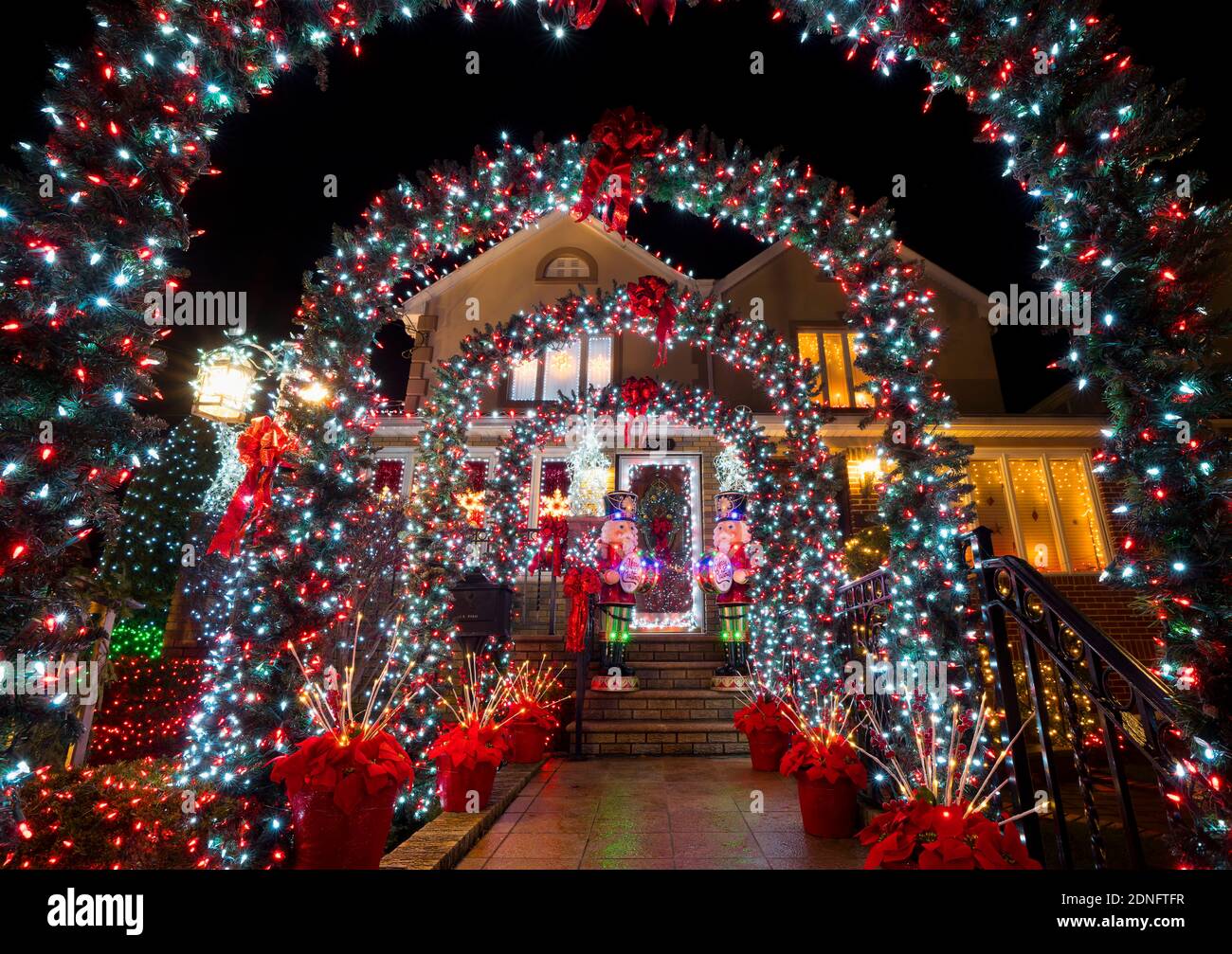 Christmas decorations at Dyker Heights a neighborhood in Brooklyn known for its extravagant