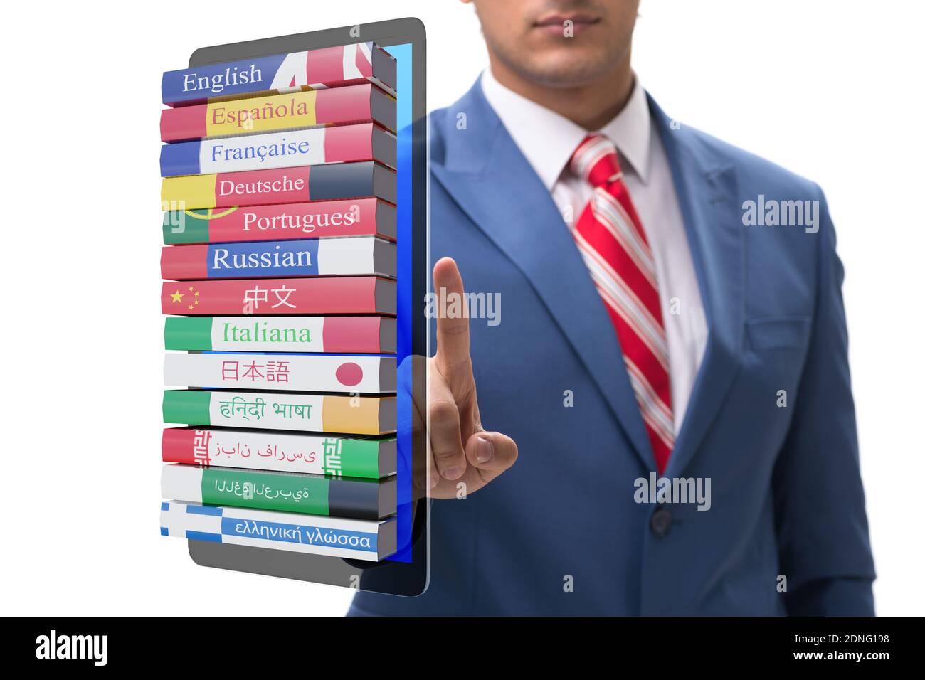 Online language learning with the businessman Stock Photo