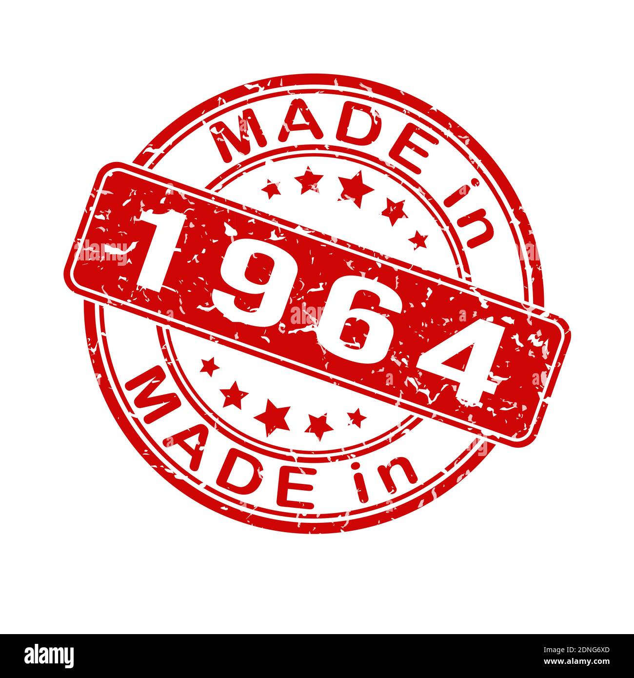 An imprint of a seal or stamp with the inscription MADE IN 1964. Label,  sticker or trademark. Editable vector illustration. Flat style Stock Vector  Image & Art - Alamy