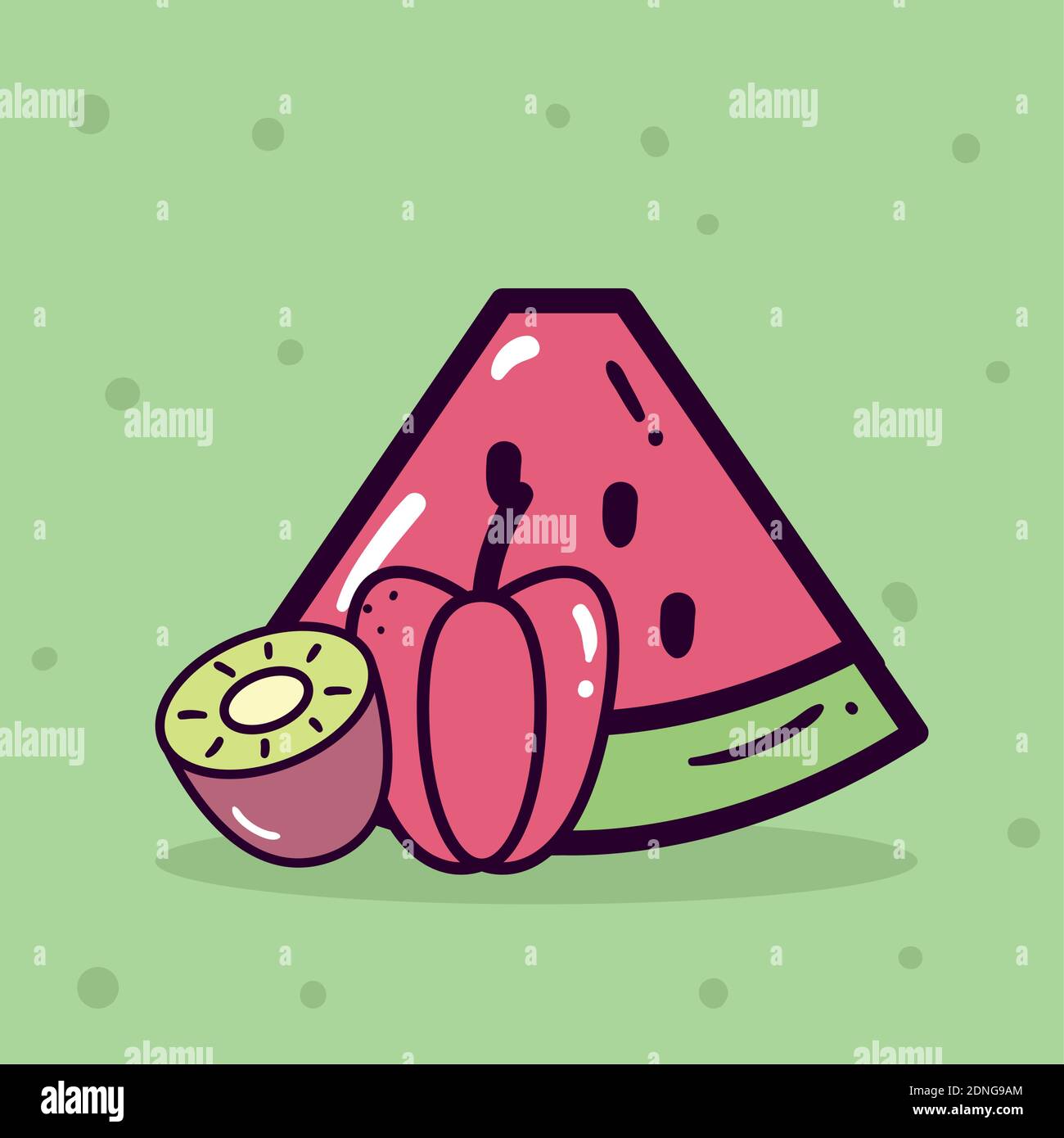 watermelon kiwi and pepper design of healthy organic food theme Vector ...