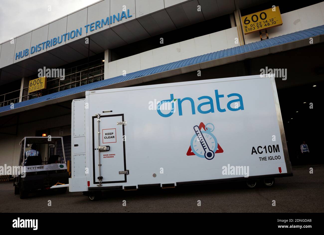 A view of dnata's 'cool dolly' which can be temperature controlled for efficient handling of the coronavirus disease (COVID-19) vaccines at their cool chain facility in Singapore December 17, 2020.  Picture taken December 17, 2020. REUTERS/Edgar Su Stock Photo