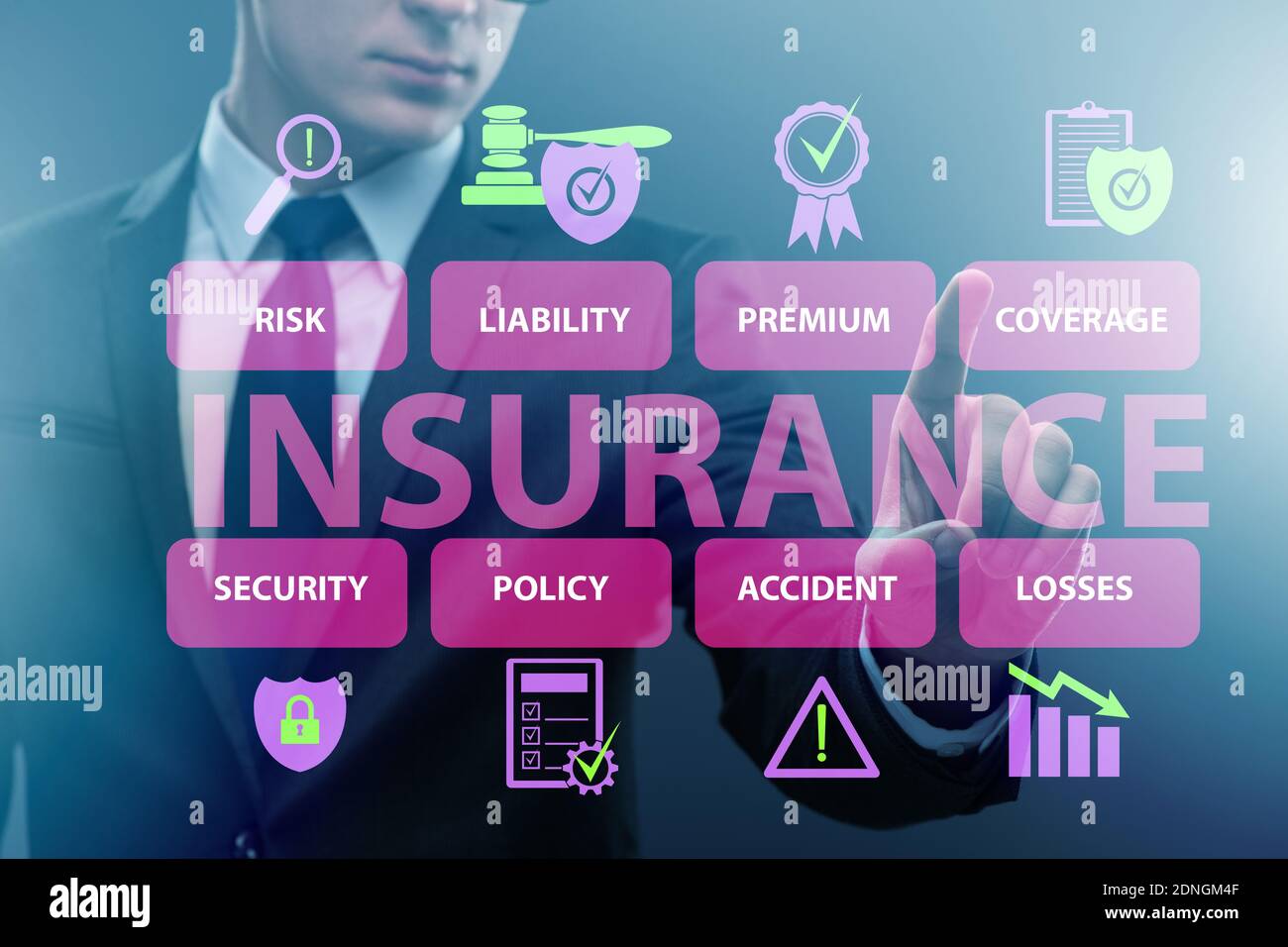 Concept of the various types of insurance Stock Photo Alamy