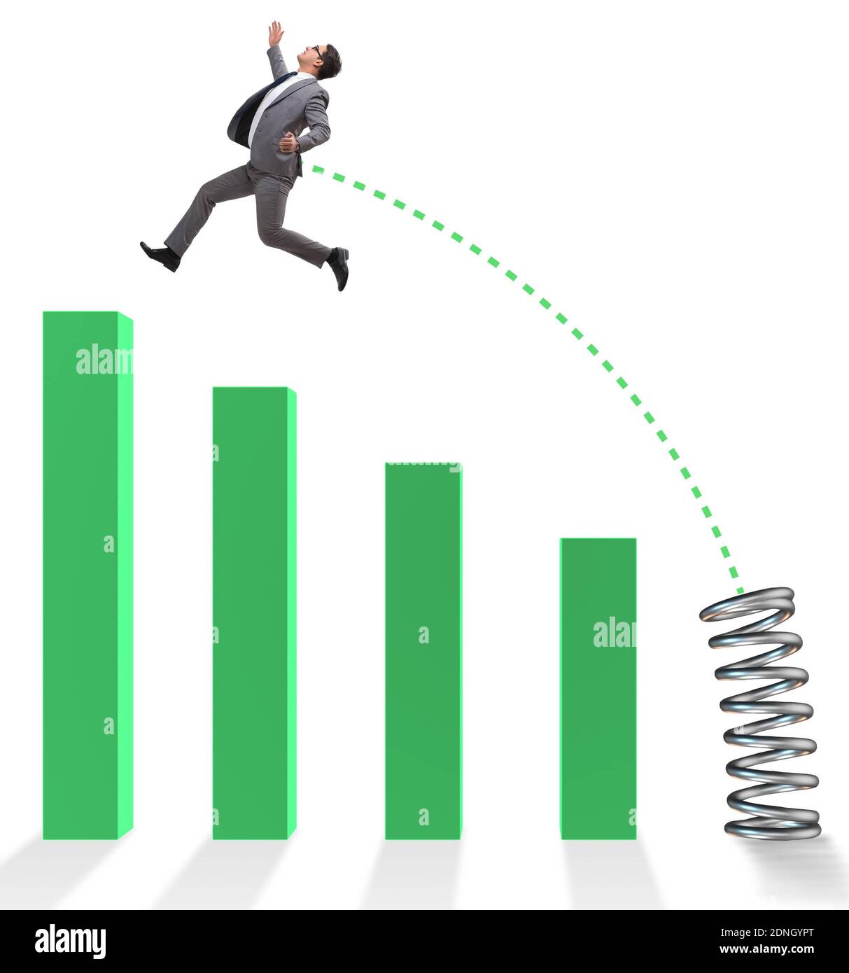 The business people jumping over bar charts Stock Photo - Alamy