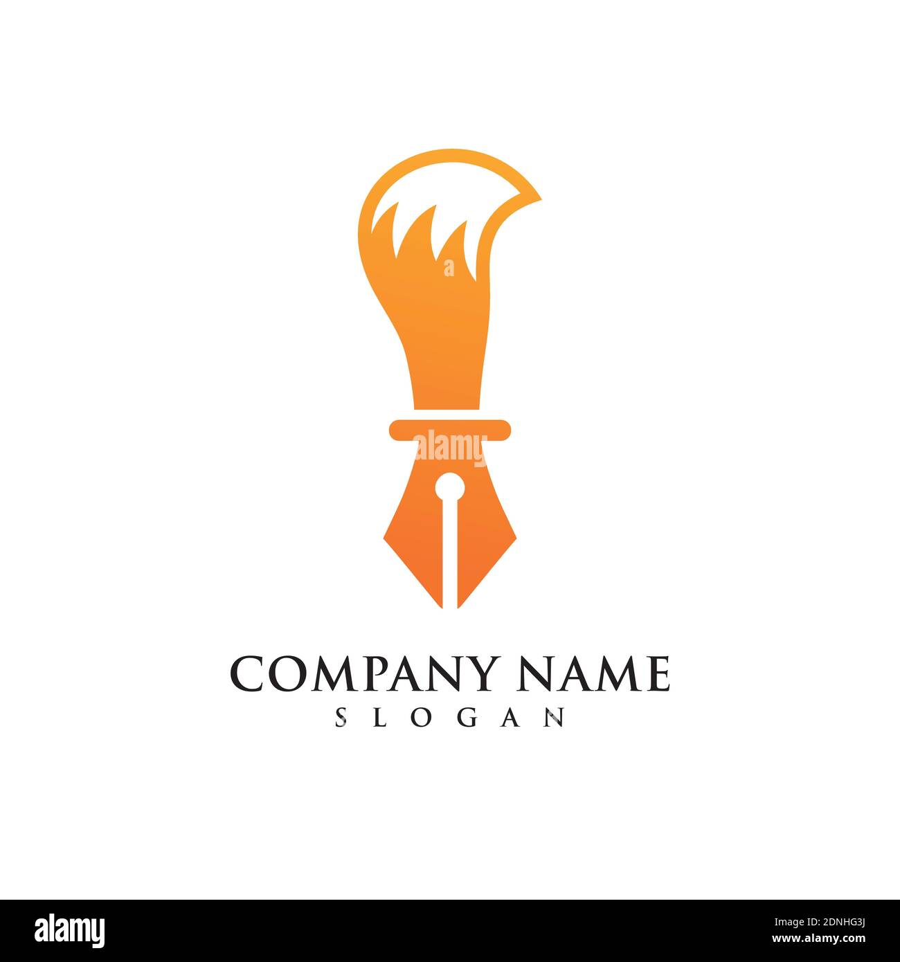 Pen Fox Abstract Logo vector Business Company Stock Vector