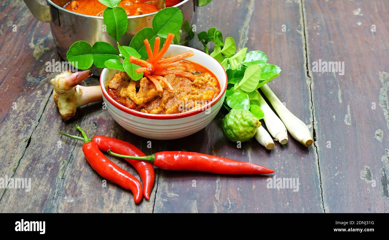 Thai Meal Kit Paneang Pork Curry Stock Photo