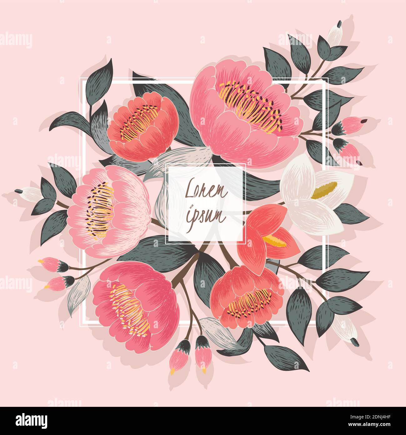 Vector illustration of a floral frame in spring Stock Vector Image ...