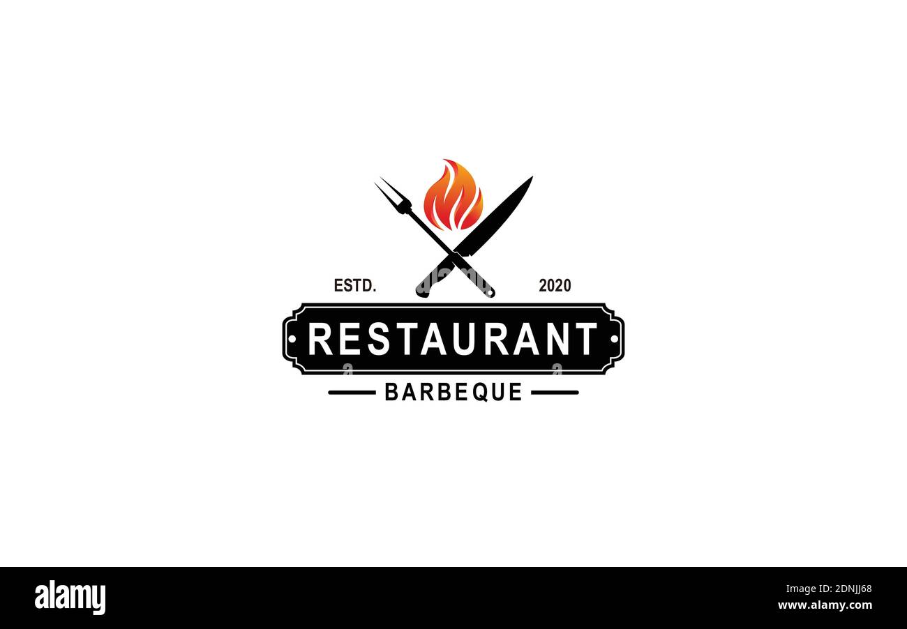 icon knife grill barbeque logo symbol icon design inspiration. Stock Vector