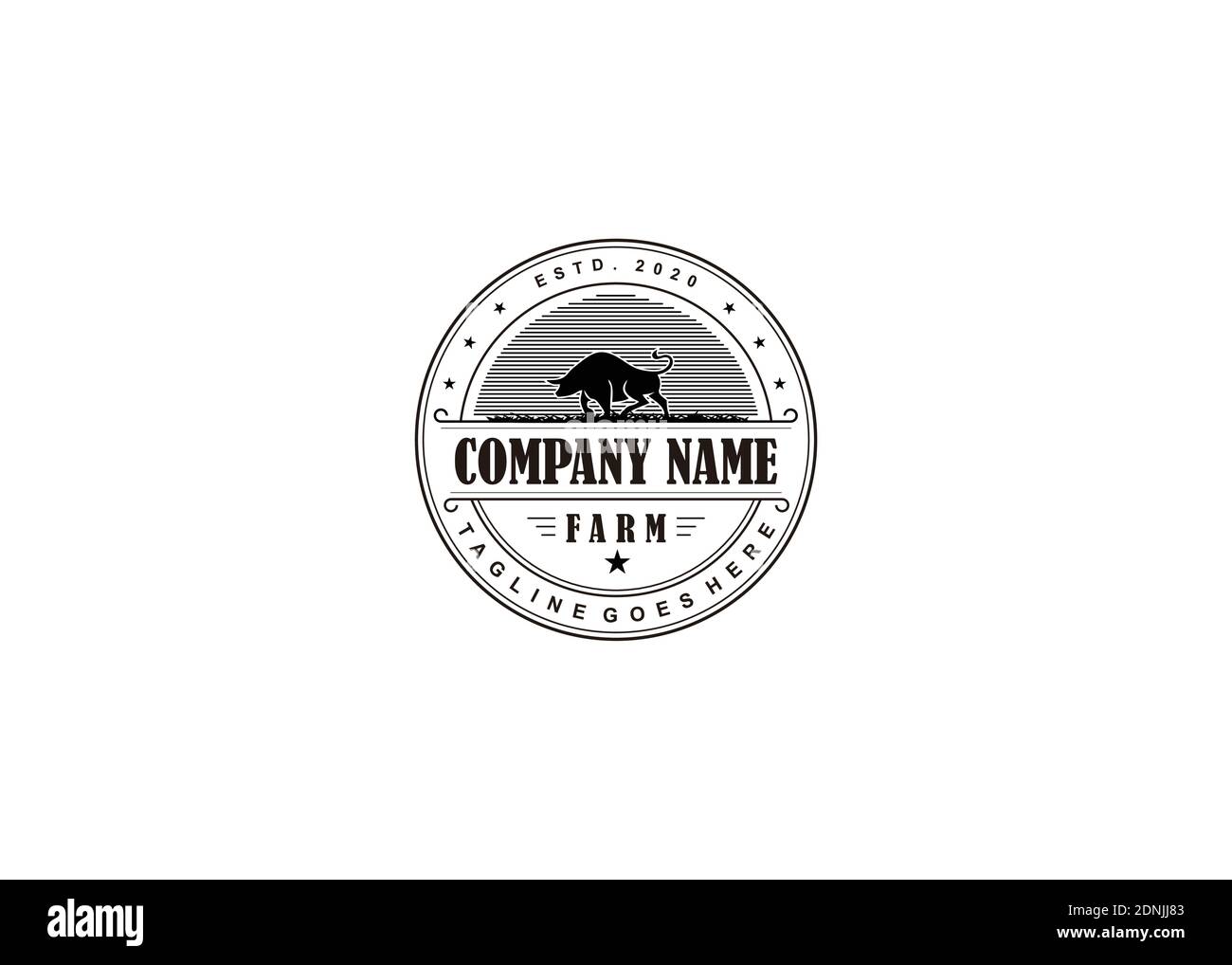Retro Vintage Cattle / Beef Emblem Label logo design and bull symbol ...