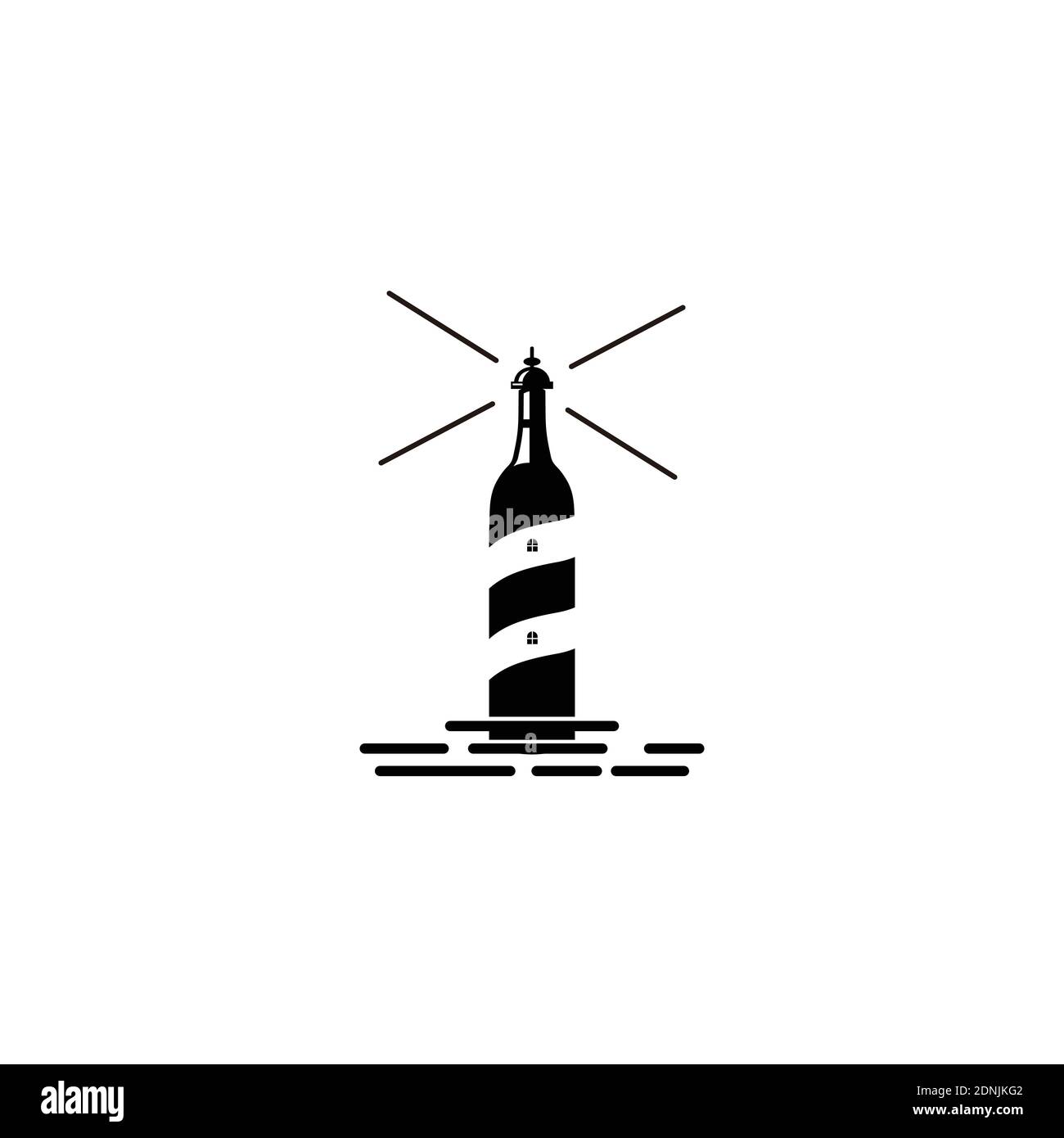 lighthouse bottle logo. lighthouse icon Illuatration. Stock Vector