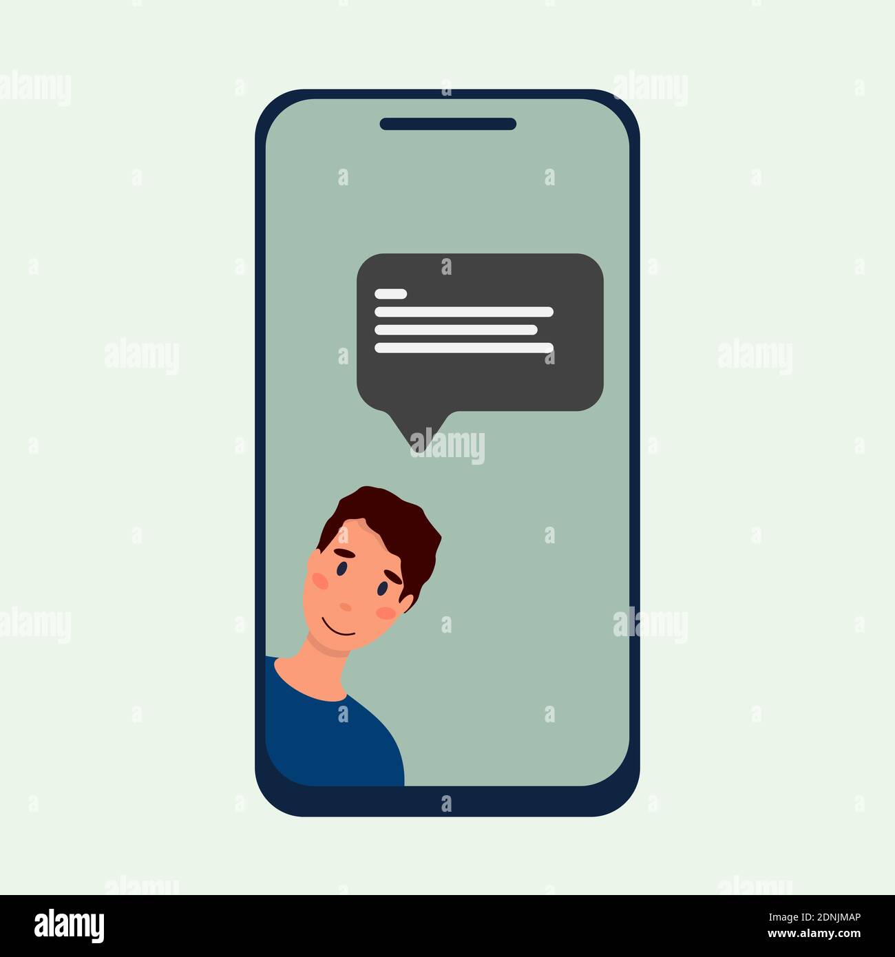 Phone screen with chatbot, online virtual help. Stock Vector
