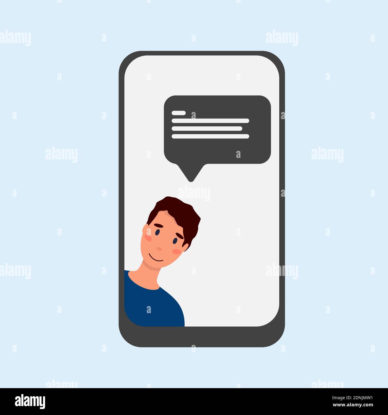 Phone screen with chatbot, online virtual help. Stock Vector