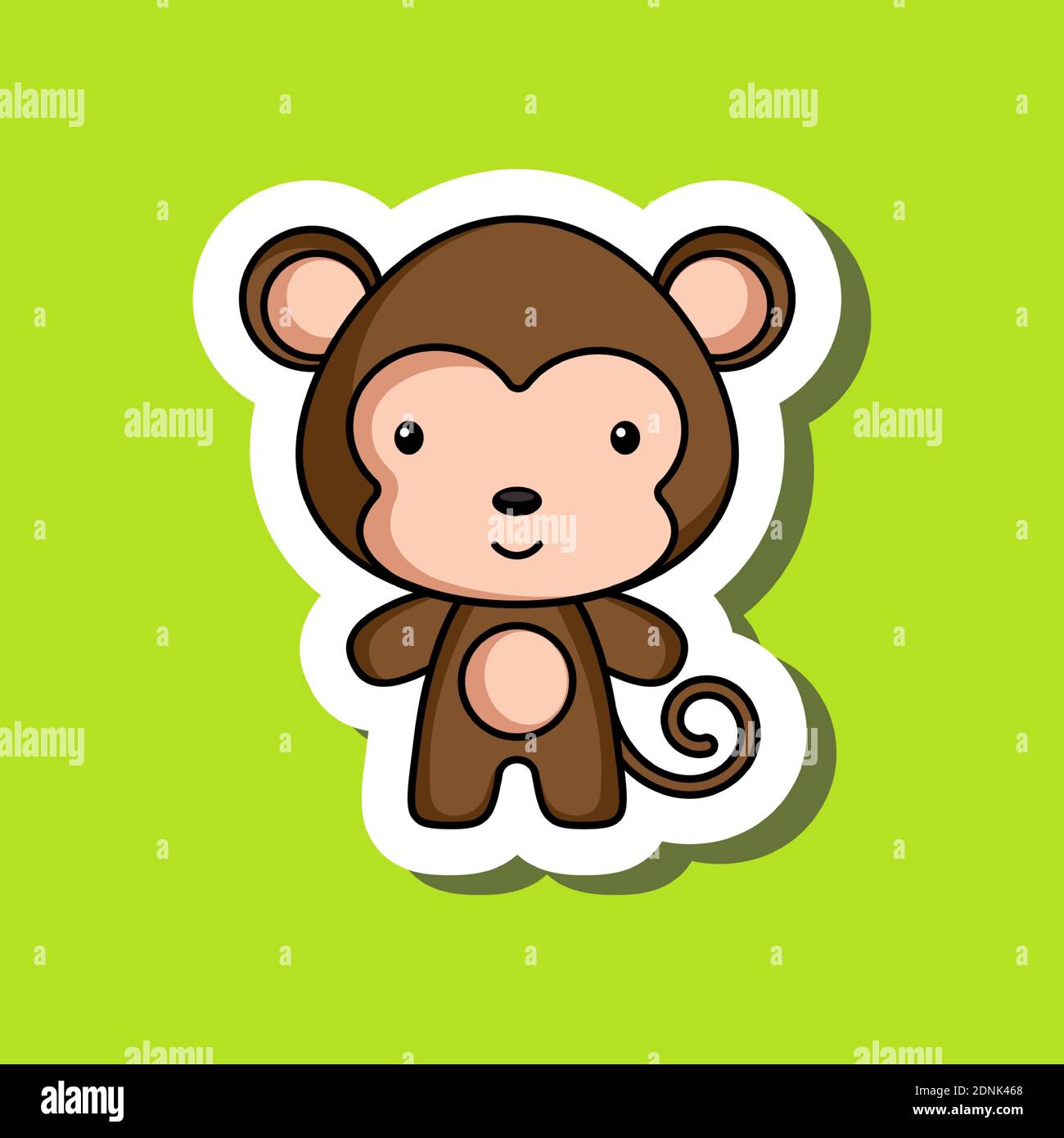 Cute cartoon sticker little monkey. Mascot animal character design for for  kids cards, baby shower, posters, b-day invitation, clothes Stock Vector  Image \u0026 Art - Alamy, image size:1300x1390