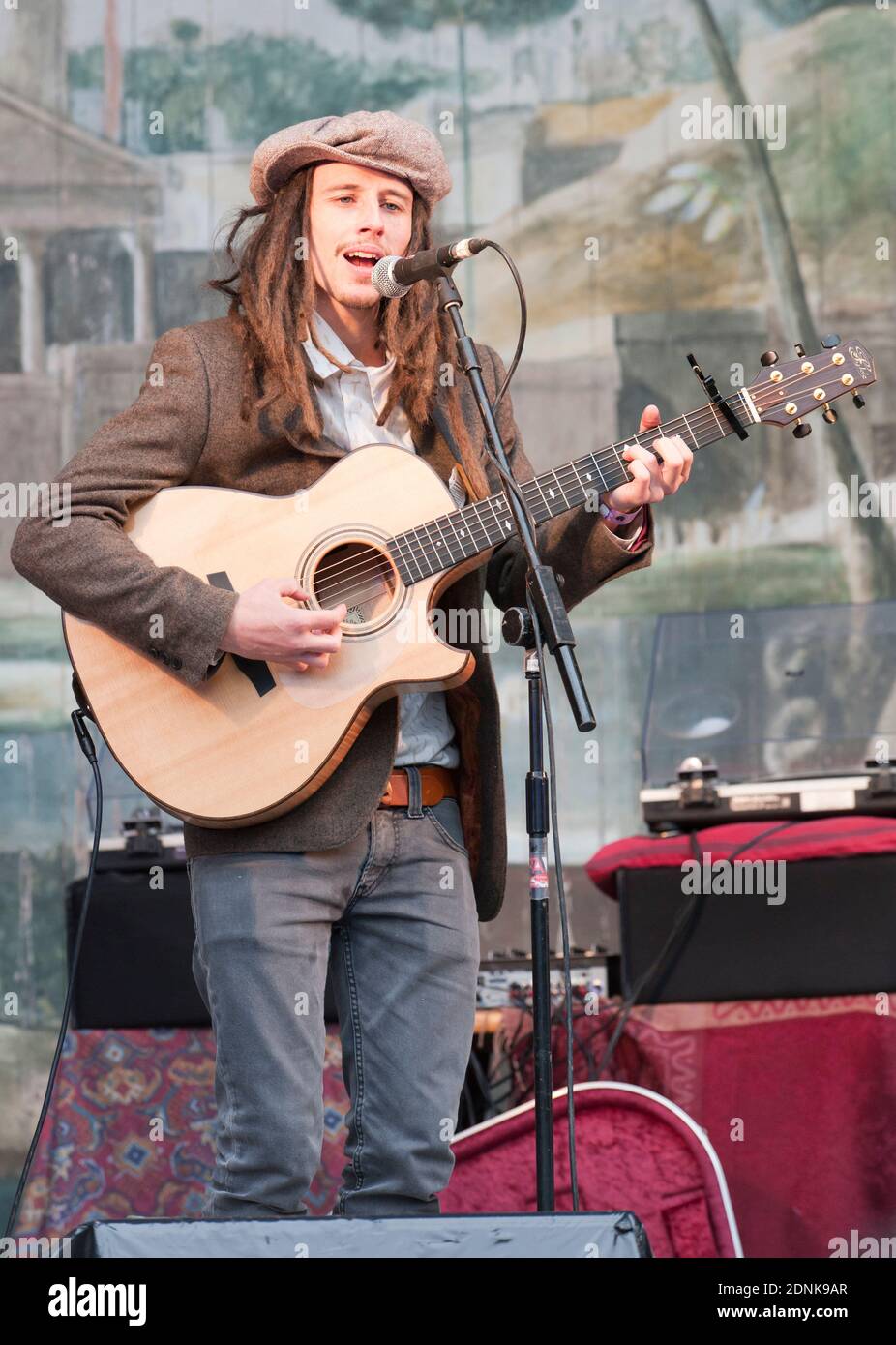 Manchester based musician JP Cooper performing at the Larmer Tree festival, UK Stock Photo