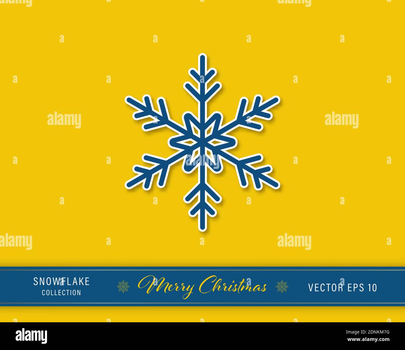 Beautiful two layers Christmas snowflake icon on yellow background Stock Vector