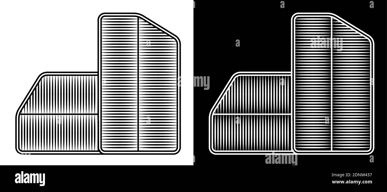set of air filters for car interior. Air conditioning in car. Maintenance in service workshop. Vector Stock Vector