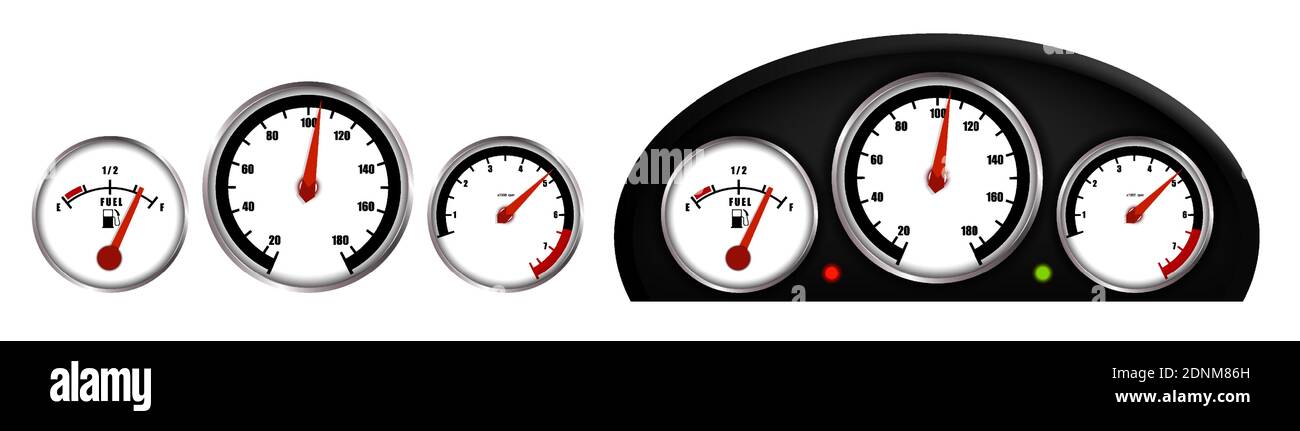 Car gauges, speedometer, tachometer, fuel level gauge. Car dashboard ...