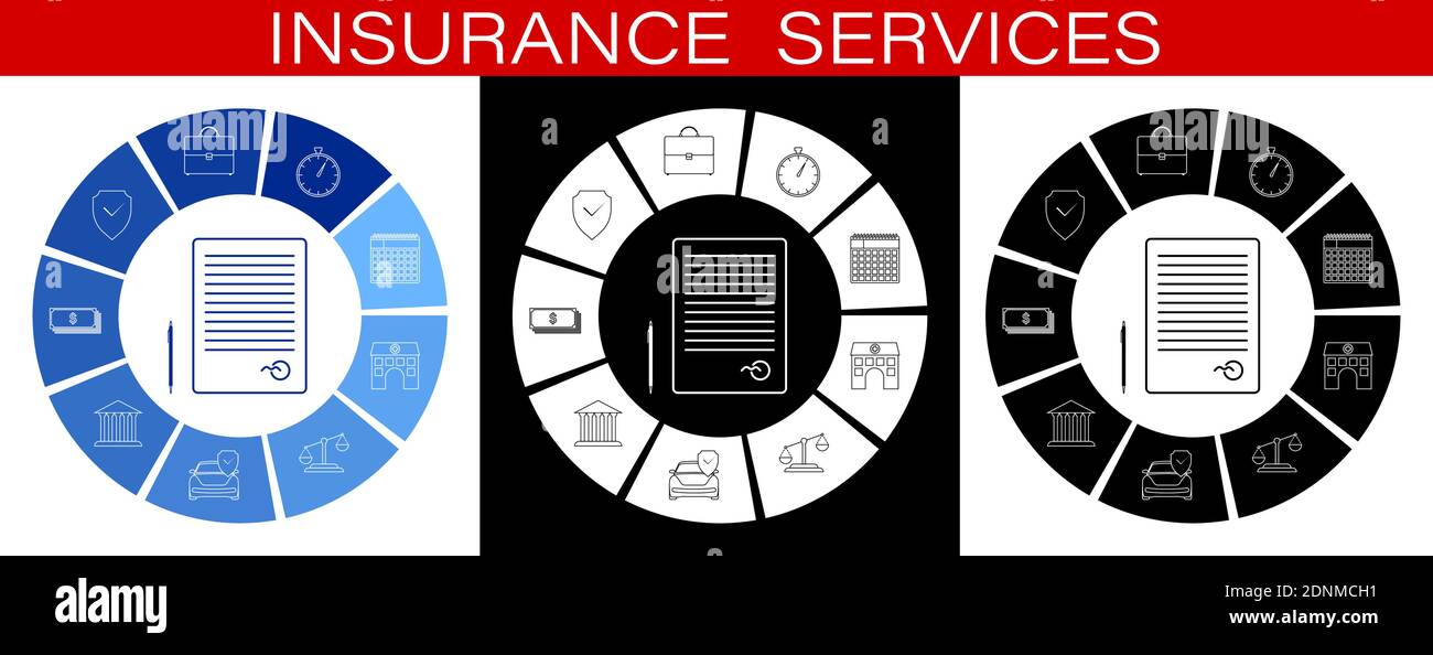 insurance icons infographics. life, health, property, bank deposit ...