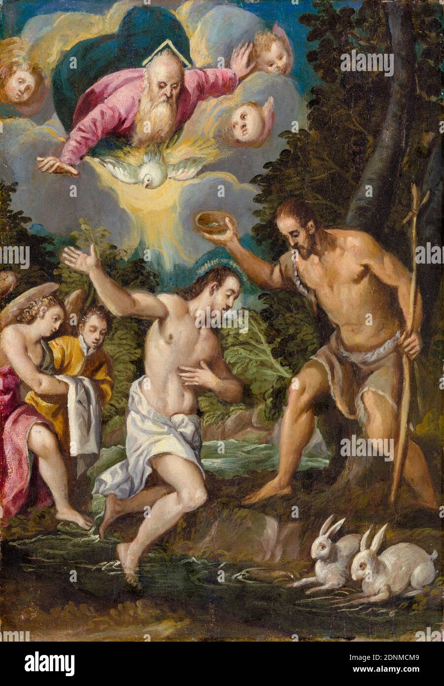 The Baptism of Christ, painting by (possibly) Matteo Ingoli, circle of Palma Giovane (Jacopo Negretti), circa 1600 Stock Photo