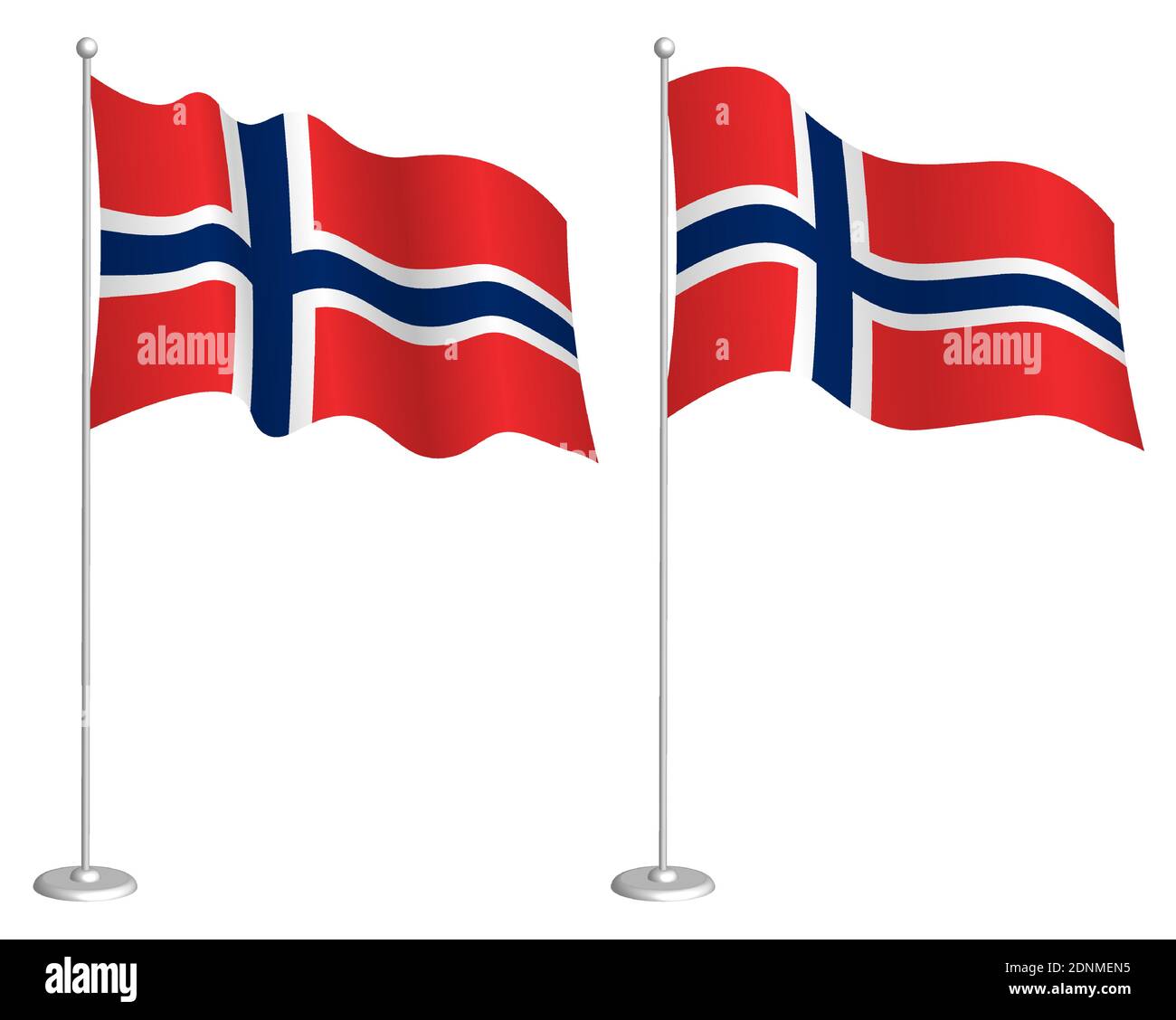 norway flag on flagpole waving in the wind. Holiday design element ...