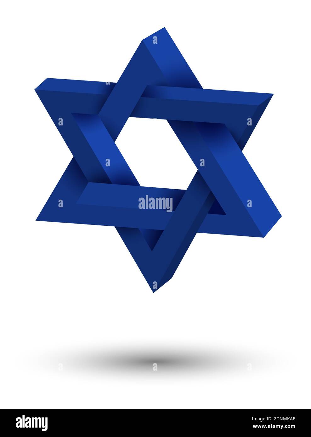 Star of David symbol. Hexagonal star of national flag of Israel. 3D