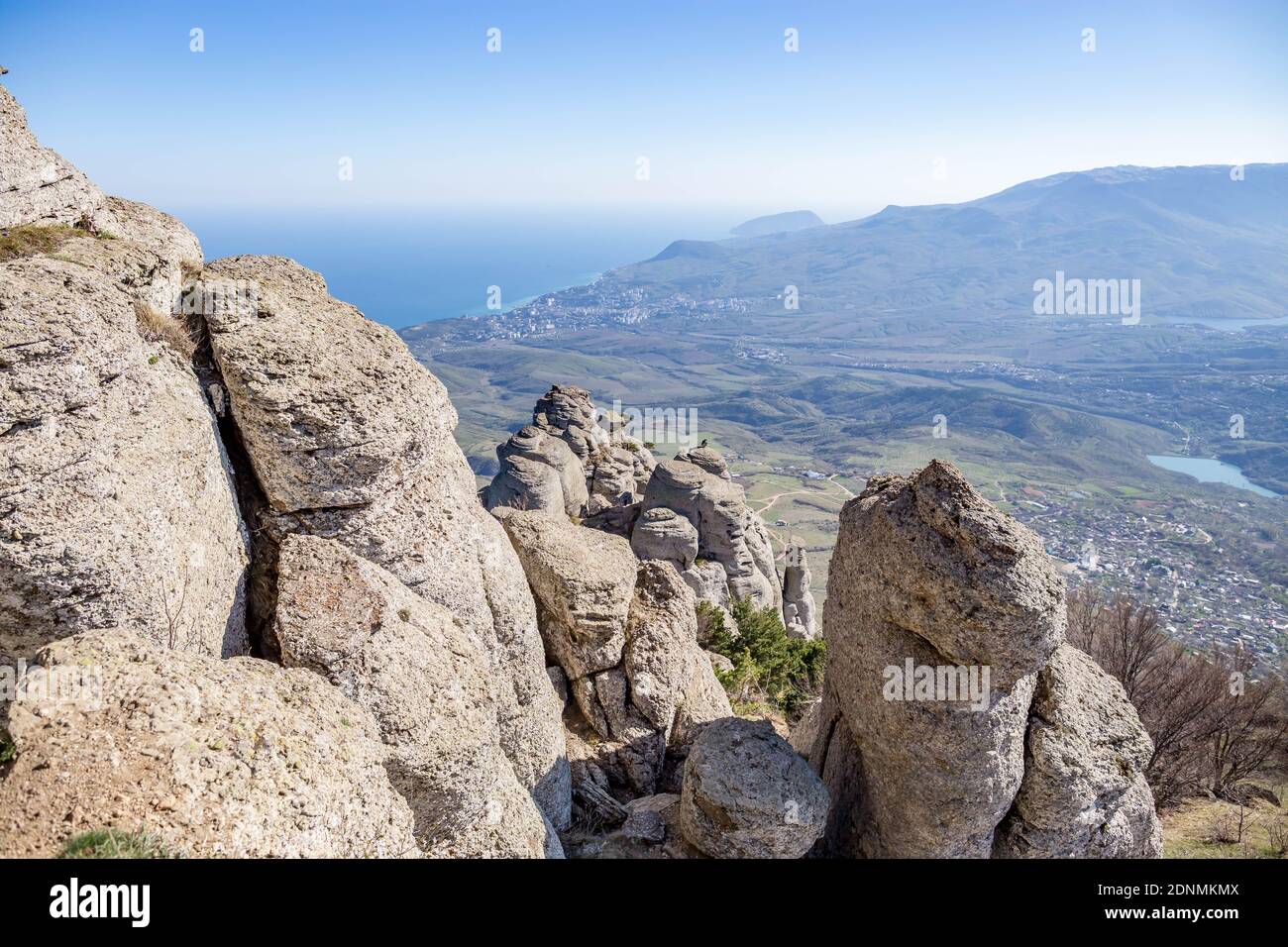 Panoramic View Of Rocks In Mountains Against Sky Stock Photo