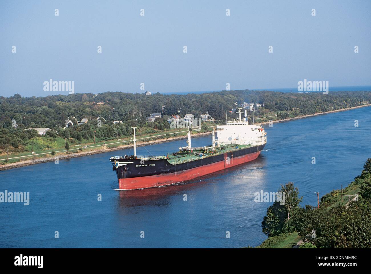 Overseas Vivian Oil Tanker Ship on Cape Cod Canal Stock Photo