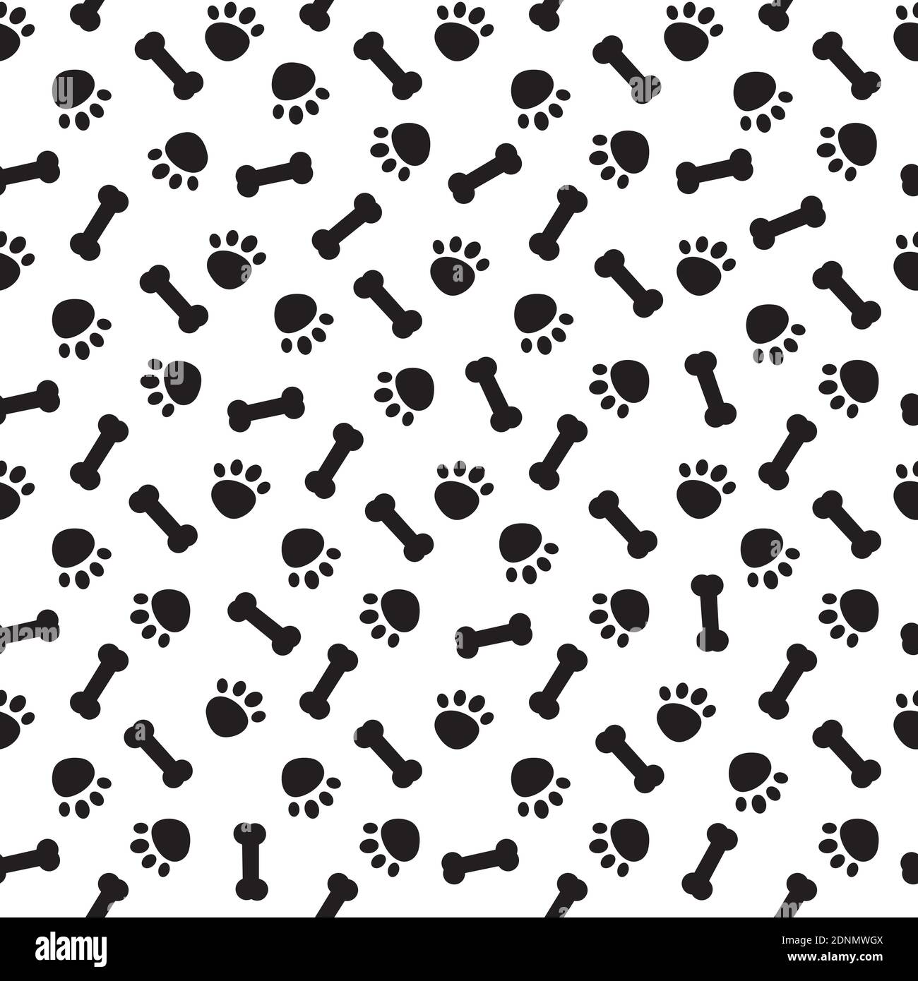 Seamless gray pattern with dog paws and bones vector background illustration Stock Vector