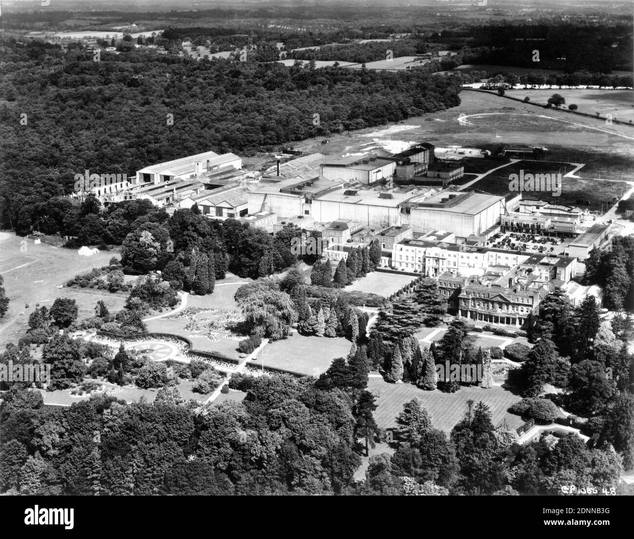 Aerial View of J. ARTHUR RANK's PINEWOOD STUDIOS near the village of IVER HEATH in Buckinghamshire circa 1958 publicity for J. Arthur Rank Productions  Ltd. Stock Photo