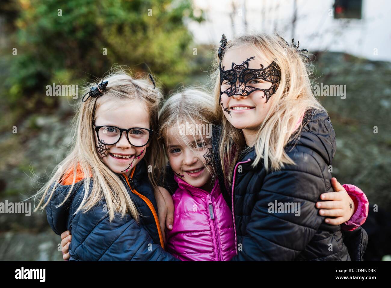 Smiling girls ready for Halloween Stock Photo