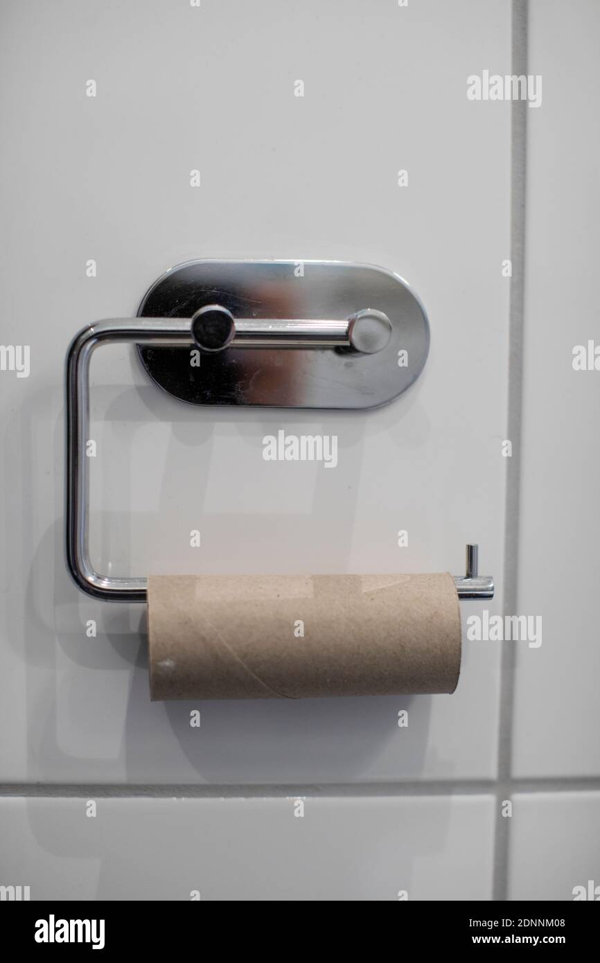 Empty toilet roll holder Stock Photo