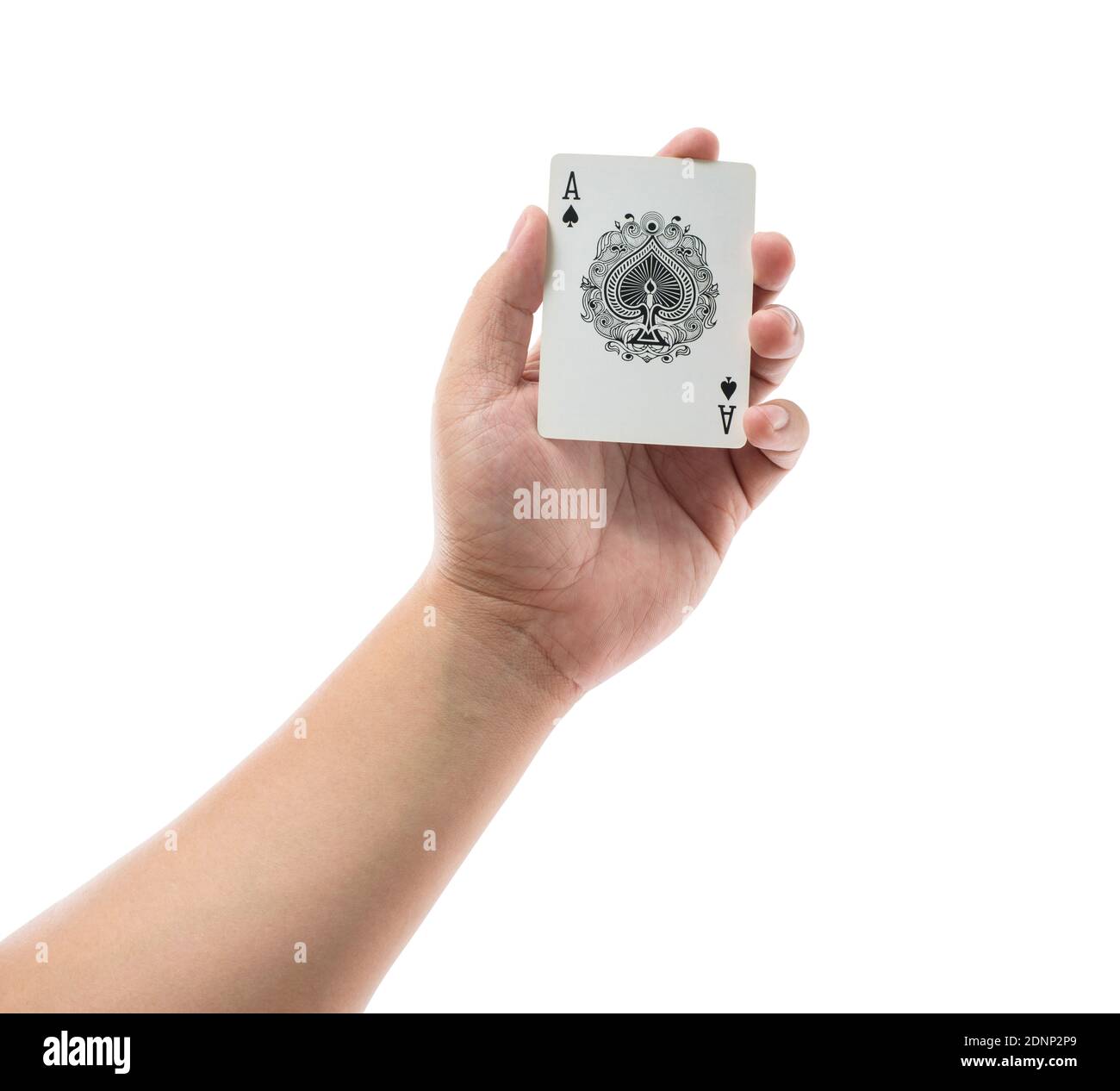 Hand Holding Ace Of Spades Over White Background Stock Photo Alamy