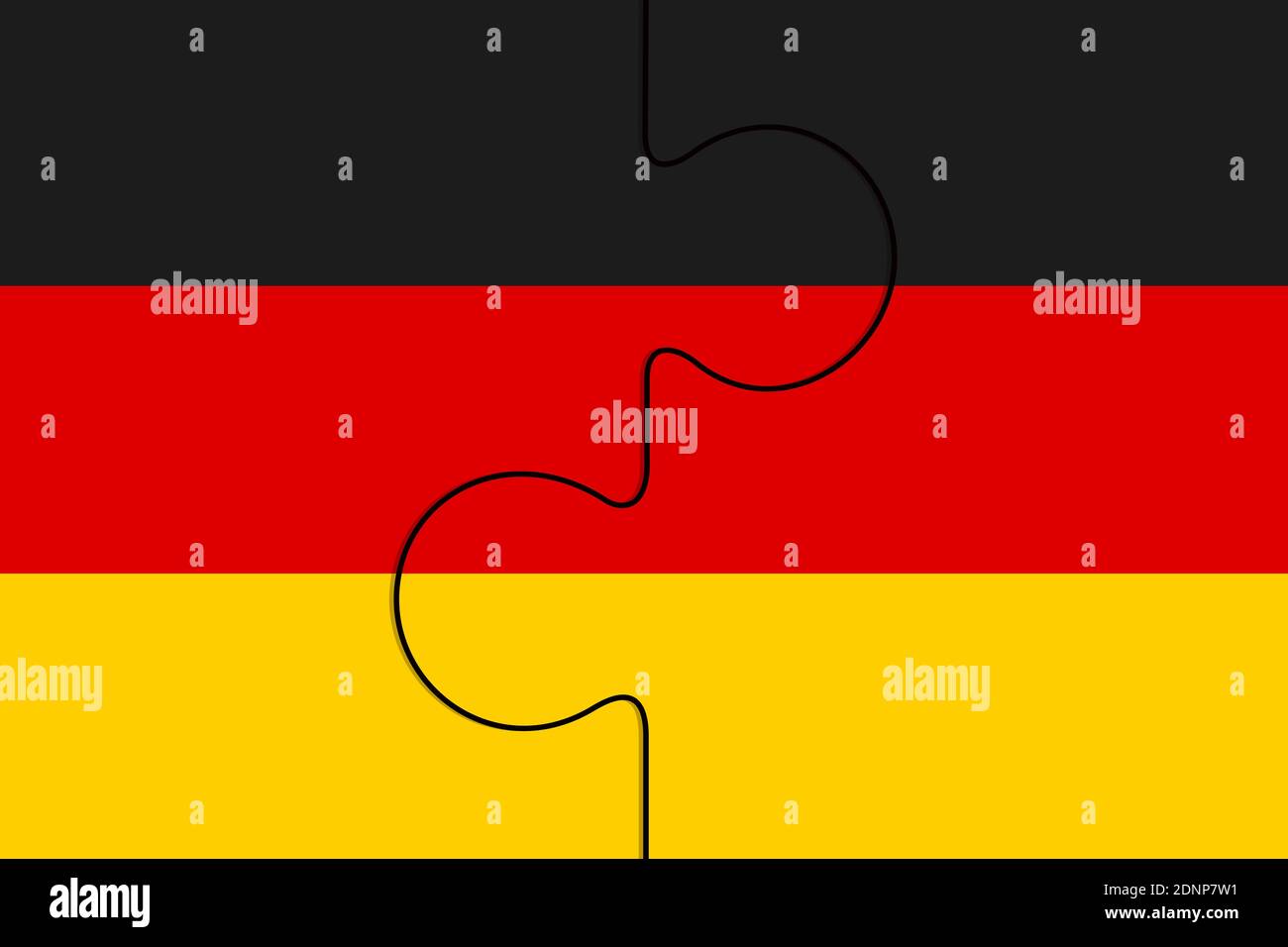 Reunification of East and West Germany as jigsaw puzzle two pieces